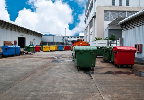 Separated garden waste containers at a local recycling centre